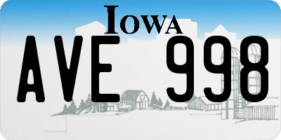 IA license plate AVE998