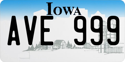 IA license plate AVE999