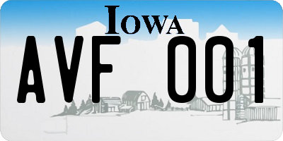 IA license plate AVF001