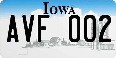 IA license plate AVF002