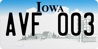IA license plate AVF003