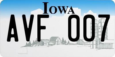 IA license plate AVF007