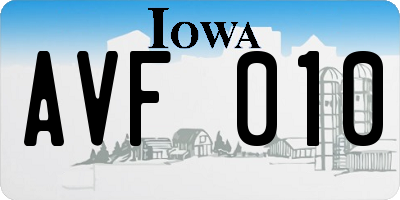 IA license plate AVF010