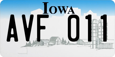 IA license plate AVF011