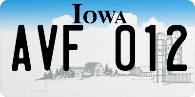 IA license plate AVF012