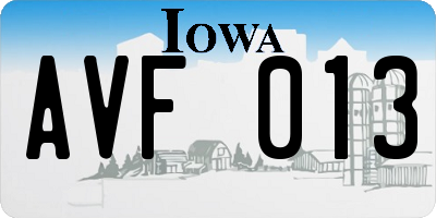 IA license plate AVF013