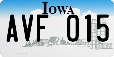 IA license plate AVF015