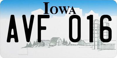IA license plate AVF016