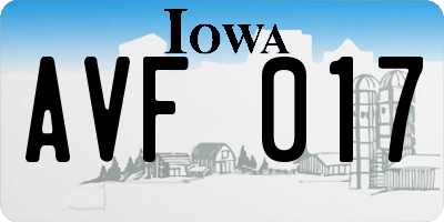 IA license plate AVF017