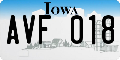 IA license plate AVF018