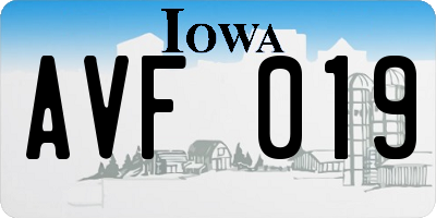 IA license plate AVF019
