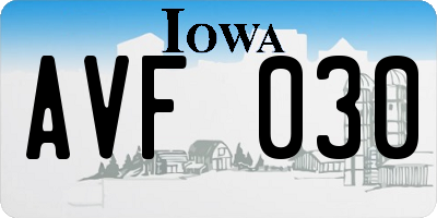 IA license plate AVF030