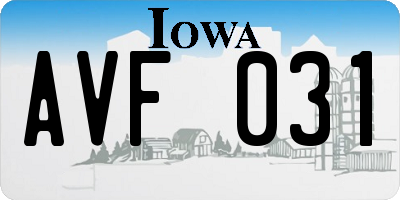 IA license plate AVF031