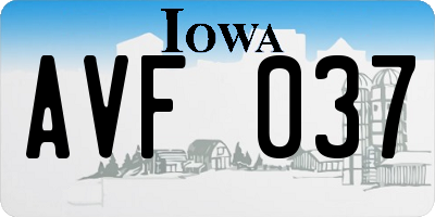 IA license plate AVF037