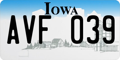 IA license plate AVF039