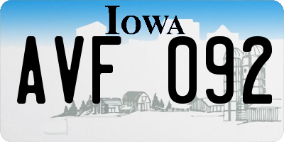 IA license plate AVF092