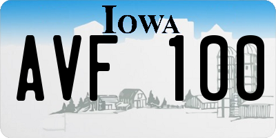 IA license plate AVF100