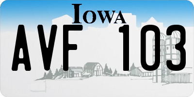 IA license plate AVF103