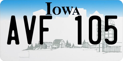 IA license plate AVF105