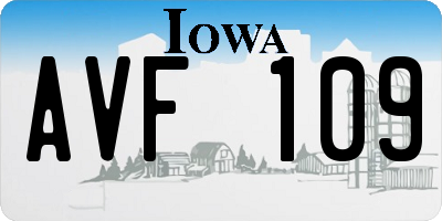 IA license plate AVF109
