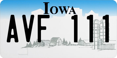 IA license plate AVF111