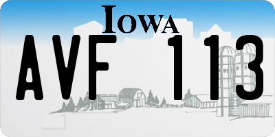 IA license plate AVF113