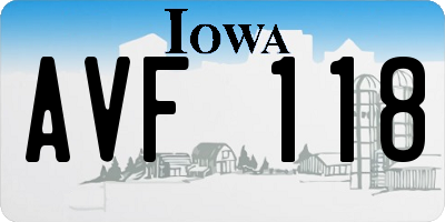 IA license plate AVF118