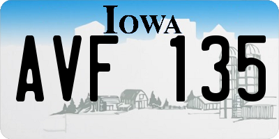 IA license plate AVF135