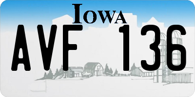 IA license plate AVF136