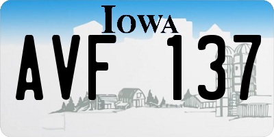IA license plate AVF137