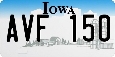 IA license plate AVF150