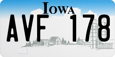 IA license plate AVF178