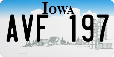 IA license plate AVF197