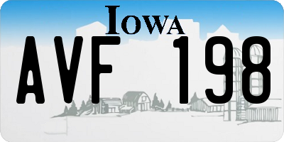 IA license plate AVF198