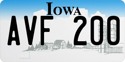 IA license plate AVF200