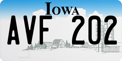 IA license plate AVF202