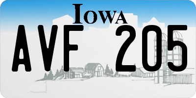 IA license plate AVF205