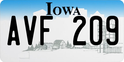 IA license plate AVF209