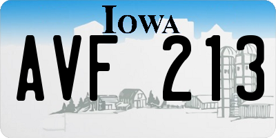 IA license plate AVF213