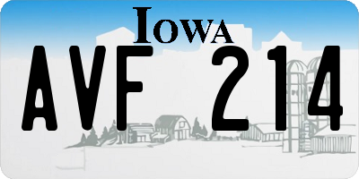 IA license plate AVF214