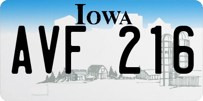 IA license plate AVF216