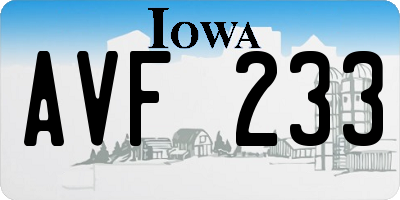 IA license plate AVF233