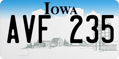 IA license plate AVF235