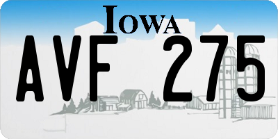 IA license plate AVF275