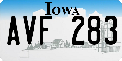 IA license plate AVF283
