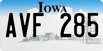IA license plate AVF285