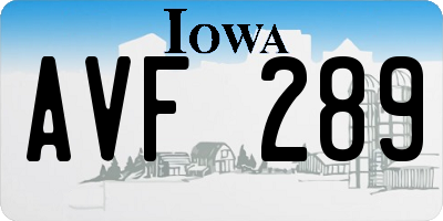 IA license plate AVF289