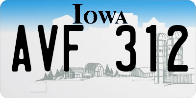 IA license plate AVF312