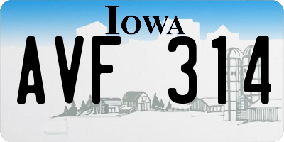 IA license plate AVF314