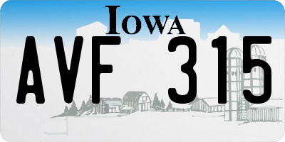 IA license plate AVF315